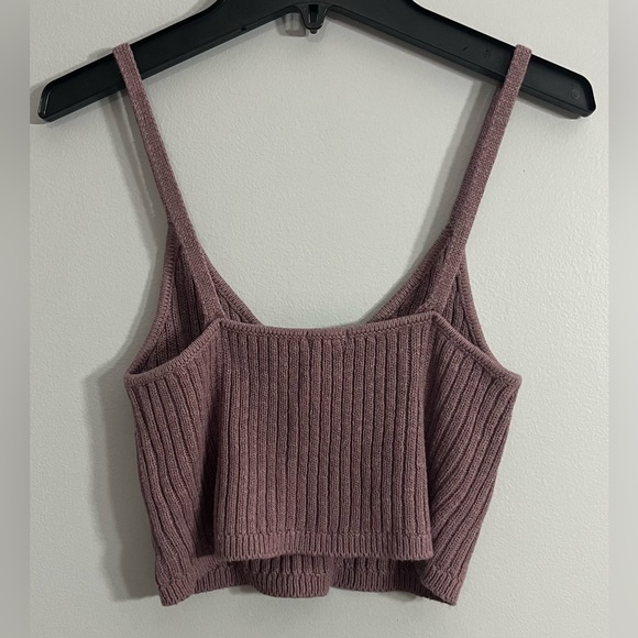 Wild Fable size medium knit ribbed crop tank top adjustable straps in purple - Picture 4 of 7